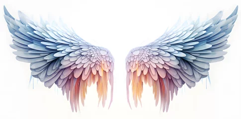 Papier Peint photo Boho animaux Beautiful magic watercolor angel wings isolated on white background