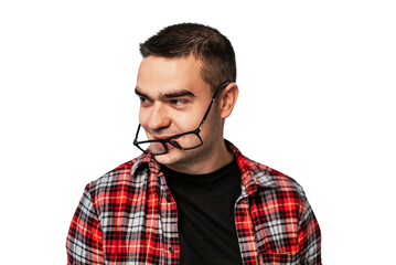 A Man with a Nose Gag Attached to His Nose