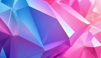 Abstract 3d texture, blue pink crystal glass background illustration, faceted texture with gradient, macro panorama, wide panoramic polygonal wallpaper
