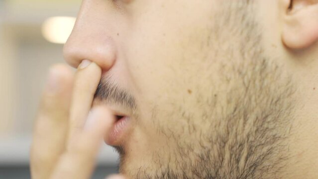 Nose picking, nasal congestion.