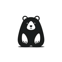 Hand drawn bear silhouette in a minimal style. Black and white graphic illustration isolated on transparent background	
