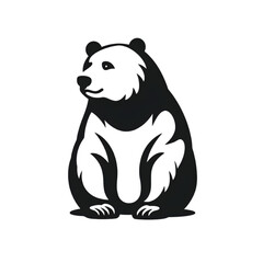 Naklejka premium Hand drawn bear silhouette in a minimal style. Black and white graphic illustration isolated on transparent background 