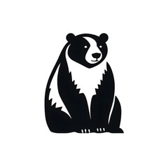 Fototapeta premium Hand drawn bear silhouette in a minimal style. Black and white graphic illustration isolated on transparent background 
