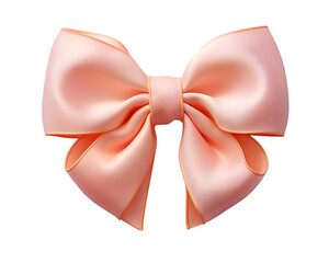 Peach color bow isolated on transparent background