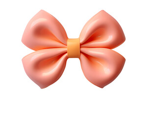 Peach color bow isolated on transparent background