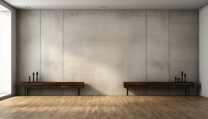 Empty room interior with textured concrete wall   high quality 3d render 16k resolution