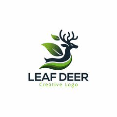 Leaf and deer nature logo design inspiration