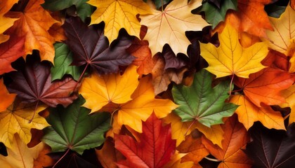 Naklejka na ściany i meble Captivating autumn beauty mesmerizing backdrop of fall leaves adorned in vibrant hues