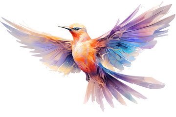 Obraz premium Flying colorful bird watercolor illustration on transparent background