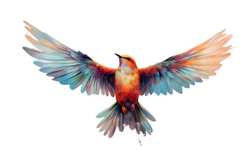Fototapeta premium Flying colorful bird watercolor illustration on transparent background