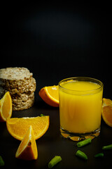 Orange slices and orange juice for a healthy diet