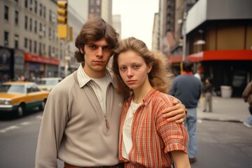 Caucasian lovers couple in 1980s