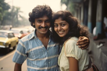 Indian lovers couple in 1970s