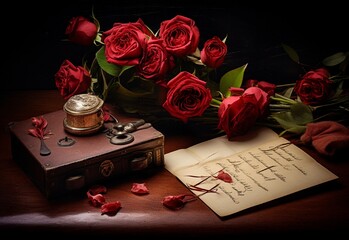 red rose and book Generating By AI Technology