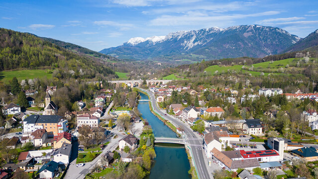 Payerbach village in Austria from the air