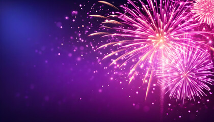 Firework silvester New Year's Eve Party celebration holiday background banner greeting card illustration - Closeup of pink glitter fireworks pyrotechnics with bokeh lights