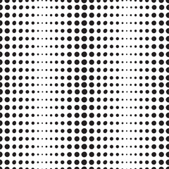 Small to large organic black dots on a white background seamless pattern. Surface art stock vector for printing on different surfaces.
