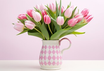 pink tulips in vase Generating By AI Technology