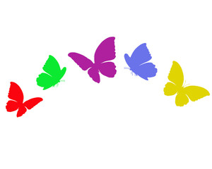 set of colorful butterflies