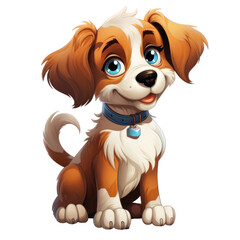 A cute cartoon dog isolated on a transparent background, PNG banner,  Post-processed generative AI