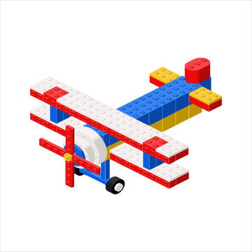 recommend clip art: Colored biplane airplane in isometry. Vector
