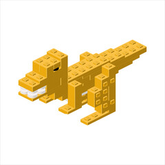 Fototapeta premium Orange raptor in isometry. Vector