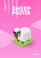 Sheep poster for print and design. Vector illustration.