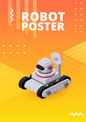 Rover robot poster for print and design. Vector illustration.