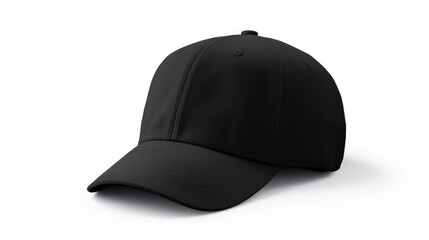 Blank black cap in front view, mockup, white background