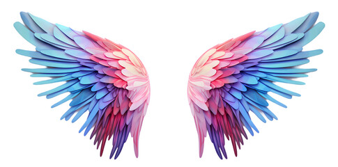 Beautiful magic watercolor angel wings isolated on transparent background - obrazy, fototapety, plakaty