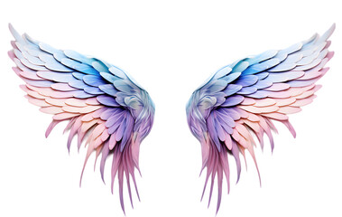 Fototapeta premium Beautiful magic watercolor angel wings isolated on transparent background
