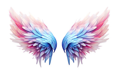 Fototapeta premium Beautiful magic watercolor angel wings isolated on transparent background