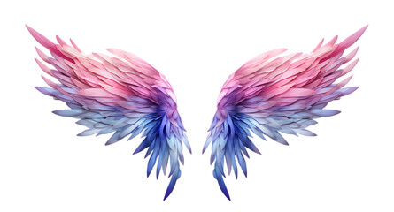 Beautiful magic watercolor angel wings isolated on transparent background