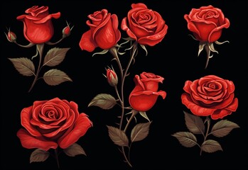 pattern with red roses Generating By AI Technology