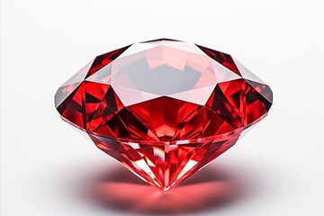 Shining red diamond isolated on white background for jewelry designs and luxury concepts