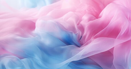 a blue and pink background with a cloud of powder