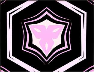 Abstract, Pale Pink and Black and White Design, 3d, within a Border