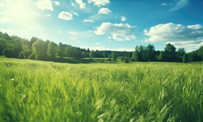 Obraz premium a field with grassy grass in summer time