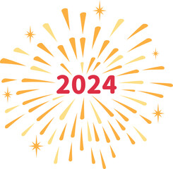 Happy New Year 2024 Colorful fireworks icon.