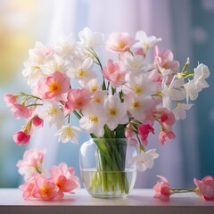 A stunning capturing the essence of spring with an artfully arranged bouquet of vibrant flowers