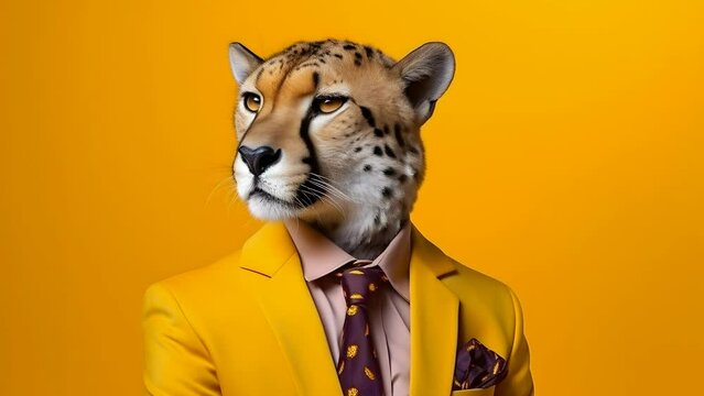 Dapper Cheetah in Suit. Generative AI