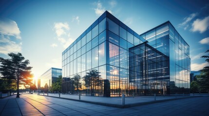 Fototapeta na wymiar Contemporary business building, steel and glass, symbolizing progress