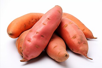 Vibrant and nutritious sweet potato with a rustic charm, isolated on a clean white background