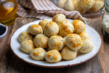 Traditional herb cookies. Handmade cookies made with black cumin are from Turkish cuisine. Turkish name; Corek otlu kurabiye