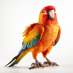 Fototapeta premium Exotic elegance: A parrot isolated on white, showcasing radiant plumage and charismatic allure --style raw --stylize 250 --v 5.2 Job ID: 4027fd22-d5e4-4a0d-9153-c9a2068537d9