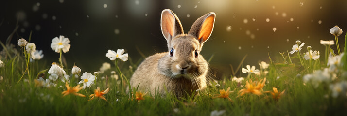 easter rabbit in flowers