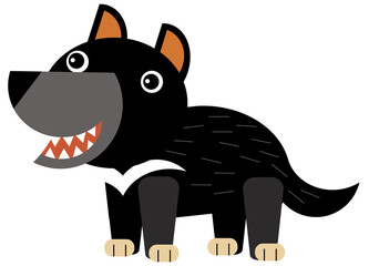 cartoon australian scene with animal tasmanian devil on white background illustration for children