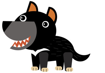 cartoon australian scene with animal tasmanian devil on white background illustration for children