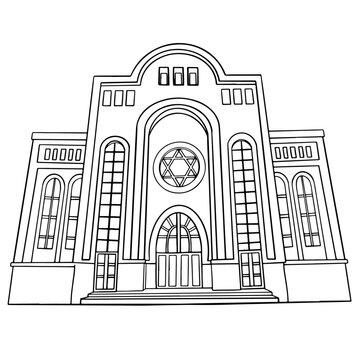 black and white synagogue building sketch clip art preview