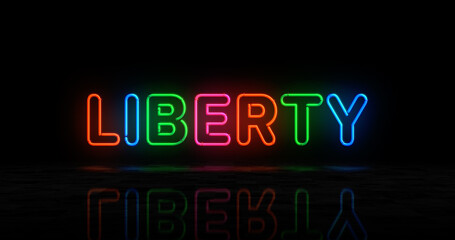 Liberty neon light 3d illustration